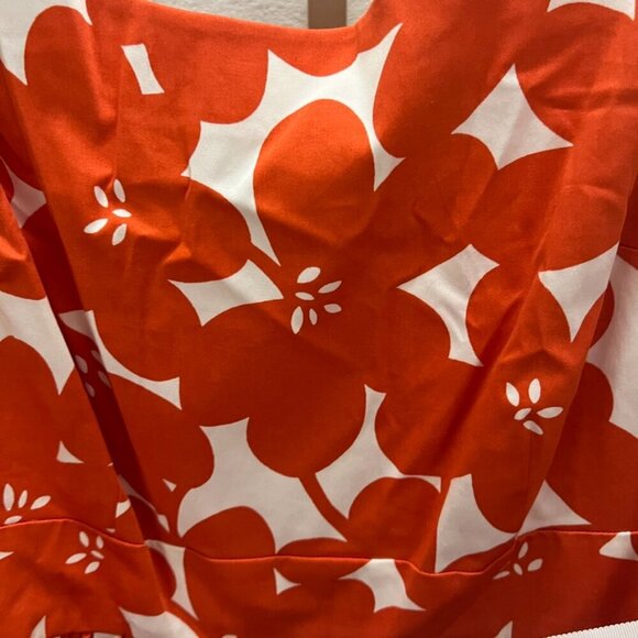 Boden Marilyn Fit and Flare Dress Orange White Print 14R - Picture 2 of 8